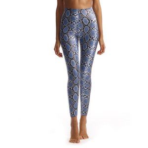 Commando Faux Leather Animal Print Leggings in Blue Snake Print